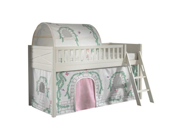 Set Spielbett Vorhang Lattenrost Hochbett Kinderbett 90x200 rosa Prinzessin weiß