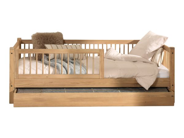 Kojenbett 90x200 Bettschublade Rausfallschutz Lattenrost Jugendbett Eiche massiv