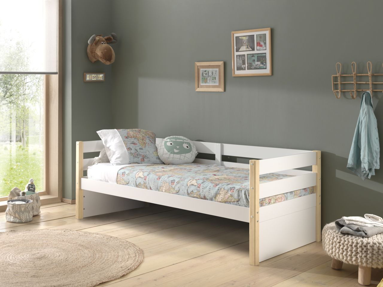 Kojenbett mit Umrandung+Lattenrost-90x200 Kinderbett Gitterbett