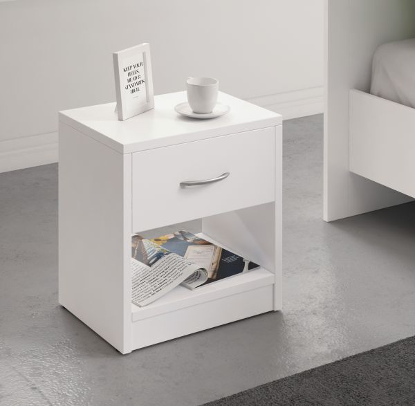 Nachtkonsole 1S Nachttisch Nachtkommode Beistelltisch Nachtschrank Weiß