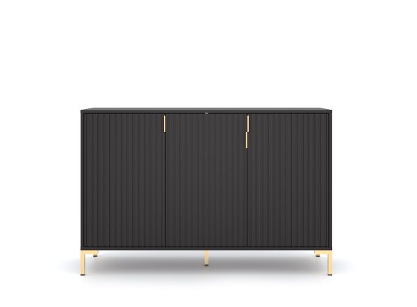 Sideboard Kommode 3T Highboard Anrichte Wohnmöbel Schrank - Schwarz Matt