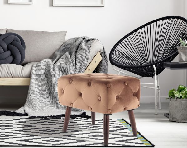 Hocker Bank Pouf Samt design gold modern Sitzhocker Polsterhocker Schminkhocker