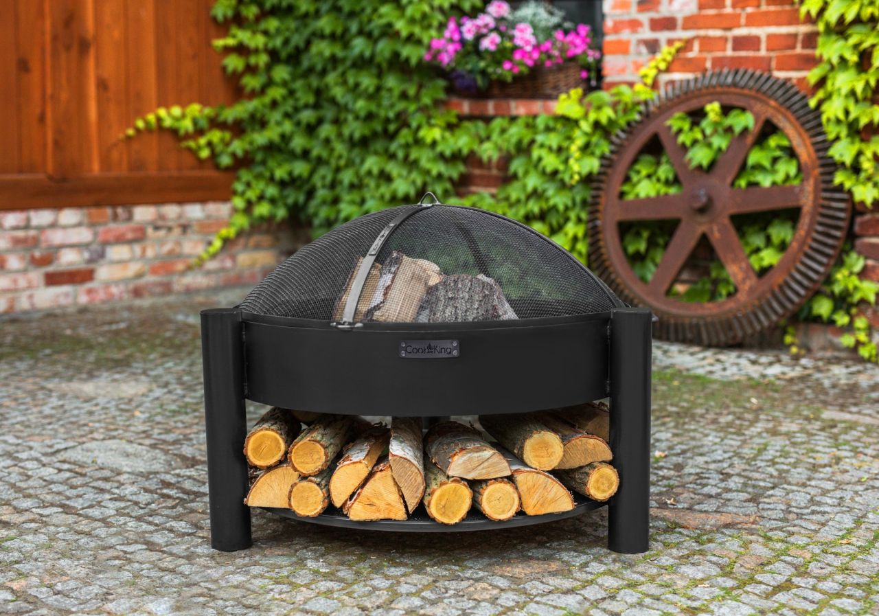 Feuerschale mit Funkenschutz - Feuerkorb Grillfeuer Feuerstelle - Ø 70 / Stahl