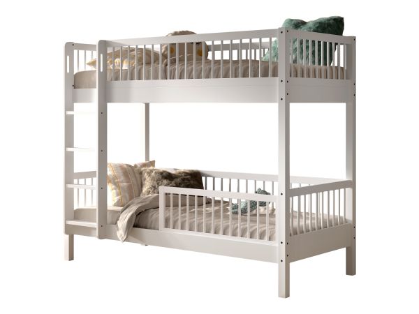 Etagenbett Stockbett 90x200 Rausfallschutz Jugendbett Buche massiv Weiß