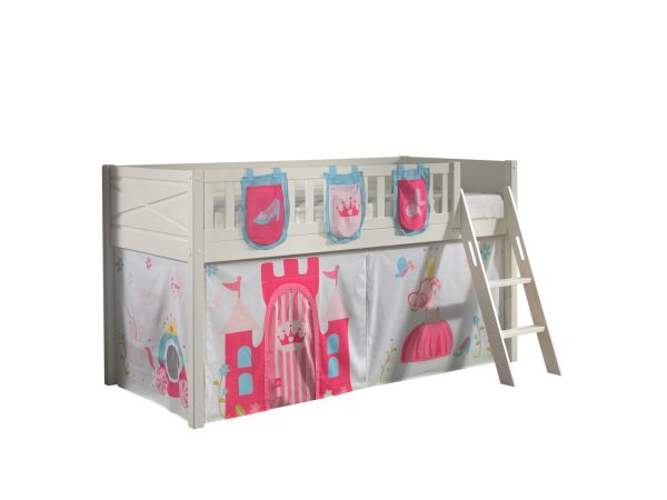 Set Spielbett Vorhang Lattenrost Hochbett Kinderbett 90x200 Prinzessin Pink Rosa