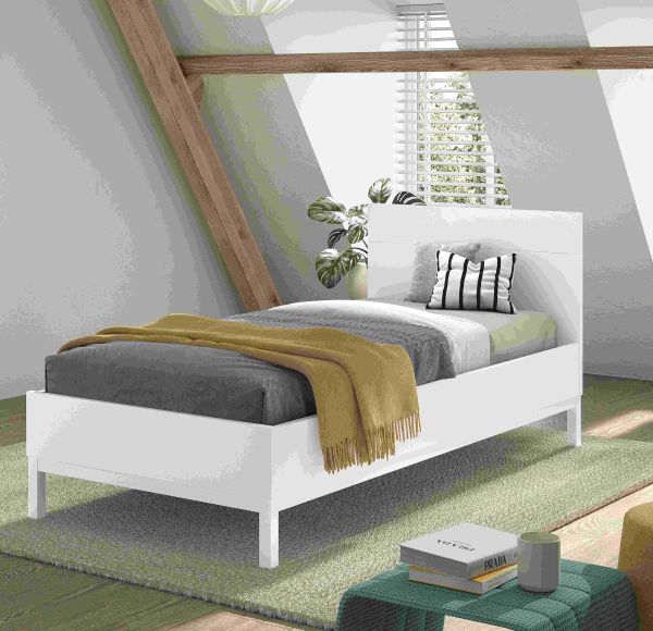 Einzelbett 90x200 Jugendbett Jugendliege Kinderbett Singlebett Weiß