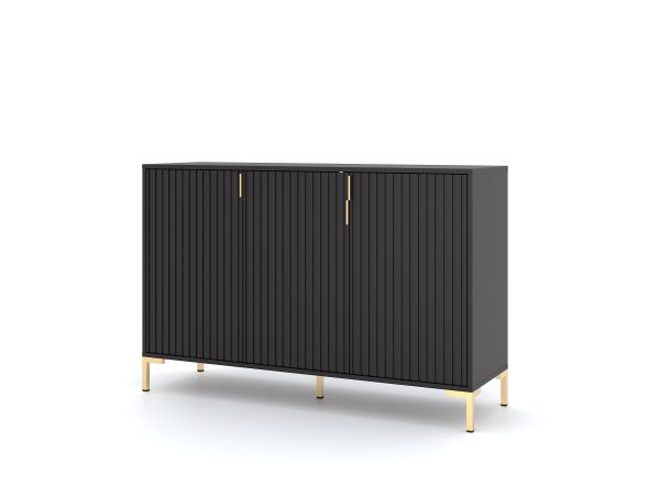 Sideboard Kommode 3T Highboard Anrichte Wohnmöbel Schrank - Schwarz Matt