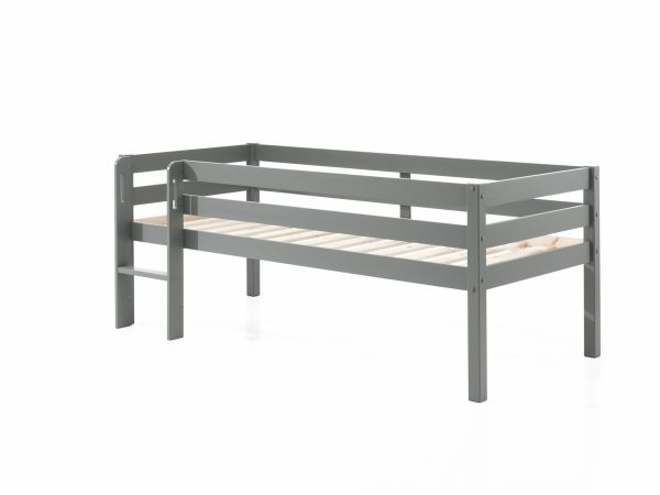 Kojen Spielbett Leiter Lattenrost 90x200 Kinderbett Einzelbett Kindermöbel Grau