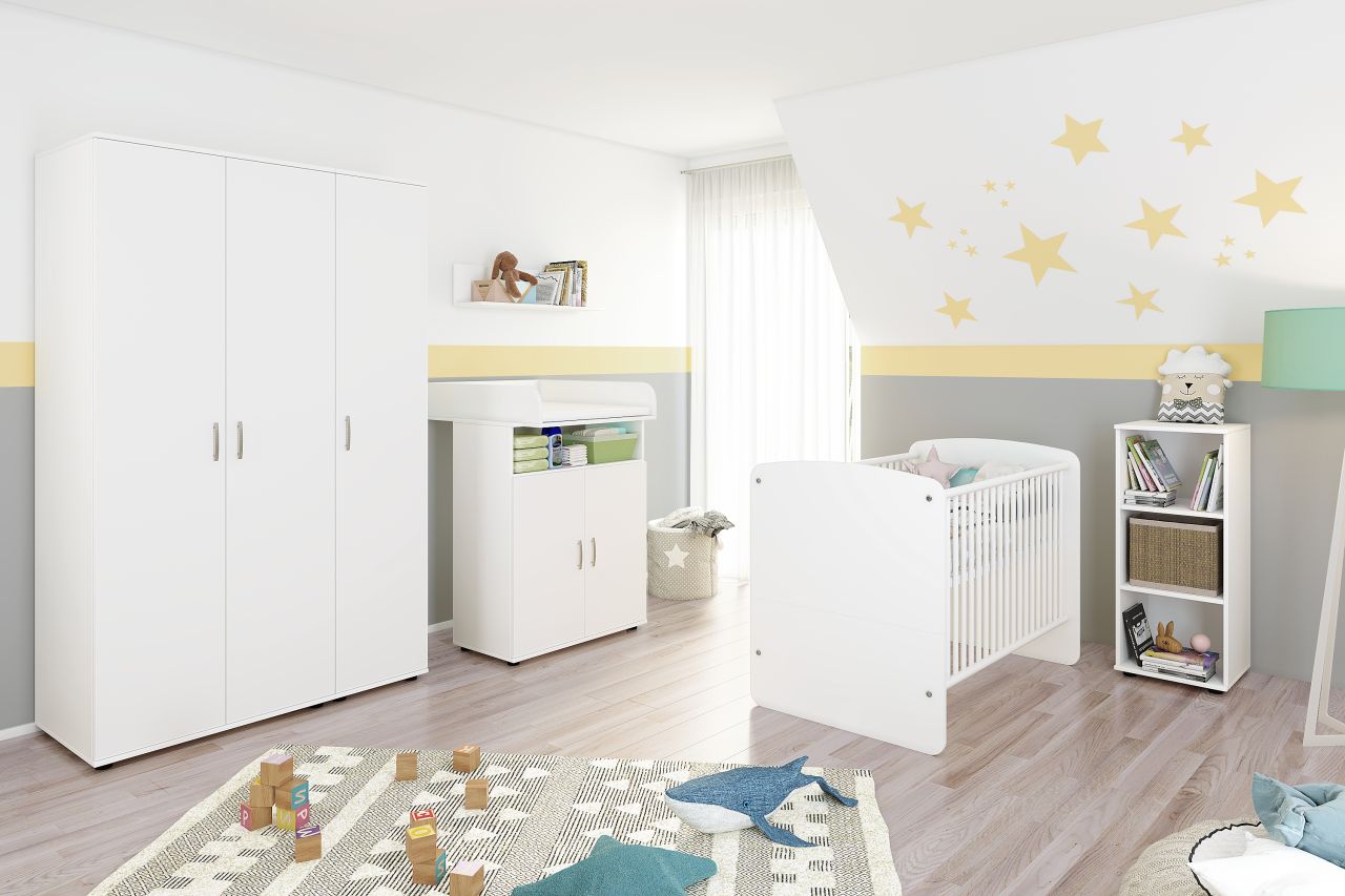 Babyzimmer Set Babybett Wickelkommode Wandregal Kleiderschrank Kinderzimmerset