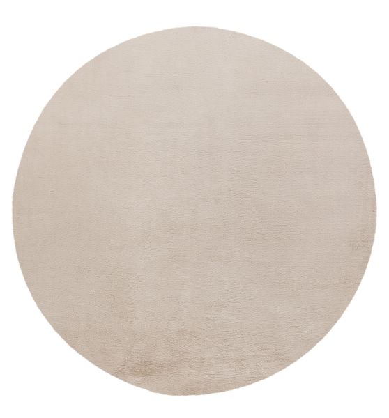 Runder Teppich Höhe 21 mm weicher Kurzflorteppich Creme Wohnzimmer 2 Größen
