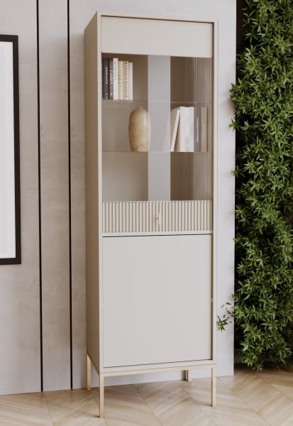 Vitrinenschrank Bücherschrank Regalschrank Glasschrank Wohnschrank Kaschmir Gold