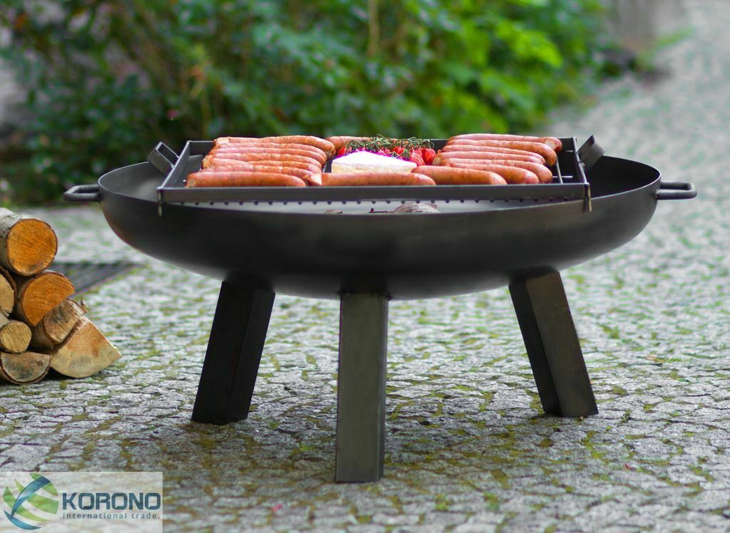Feuerschale und Grillrost aus Stahl - Feuerkorb Grillfeuer Feuerstelle - Ø 80 cm