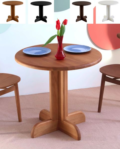 Massiver runder kleiner Esstisch DEGA Ø 70 cm / 80 cm in 4 verschiedenen Farben