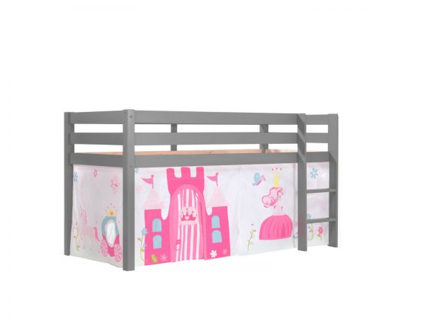 Vipack:Spielbett "Pino" mit Textilset-Jugend/Kinderbett Hochbett Prinzessin Rosa