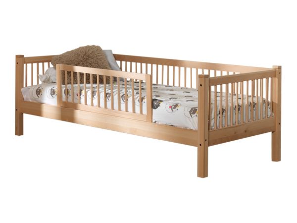 Kojenbett 90x200 Lattenrost Rausfallschutz Kinder- Jugendbett Buche massiv Natur
