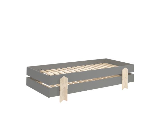 Vipack Set 2 Einzelbetten Stapelbetten MODULO Liegefläche 90 x 200 Grau