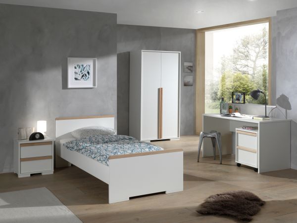 Vipack: Artikelset "LONDON" 5-Teilig- Kinderzimmerset Jugendzimmer -Weiß/ Buche
