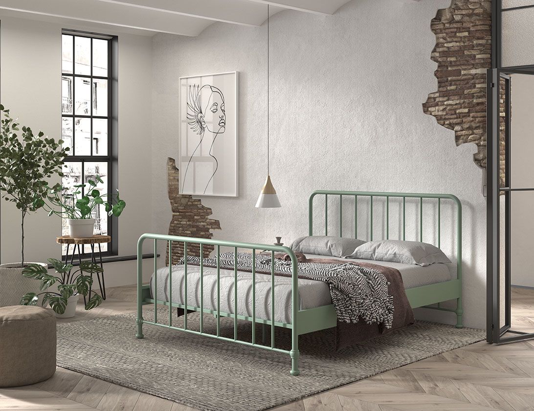 Metallbett 160x200 Bett Jugendbett Gästebett Kinderbett Lattenrost Grün