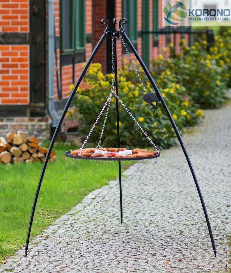 Dreibein Schwenkgrill Gartengrill Holzkohlegrill mit Kurbel Rost 80 - Stahl
