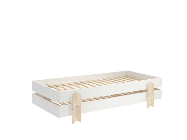 Vipack Set 2 Einzelbetten Stapelbetten MODULO 90 x 200 cm Weiß