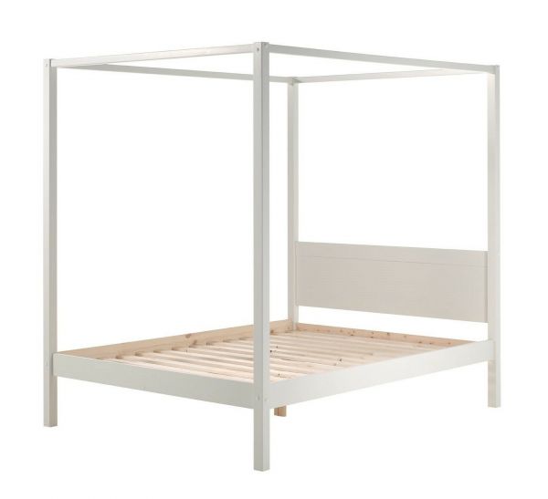 Vipack: Himmelbett "PINO" 140 x 200 + Lattenrost - Kinderbett Jugendbett - Weiß