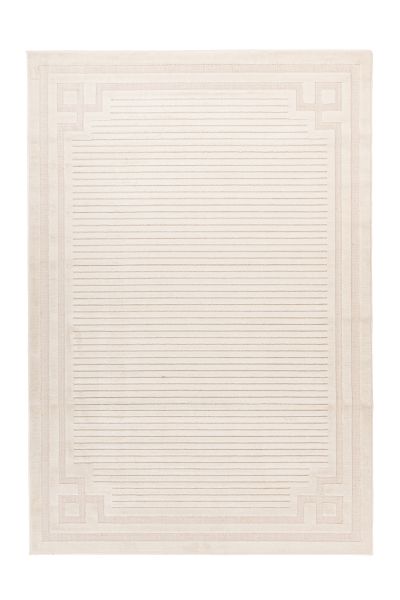 Teppich flach Wohnzimmer modern boho weich Ornament Muster Kurzflor Weiß Instyle