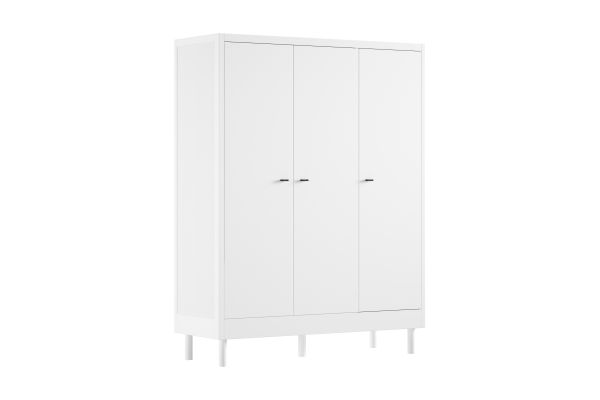 Kleiderschrank 3-trg. Jugendschrank Wäscheschrank Buche Massivholz Weiß lackiert