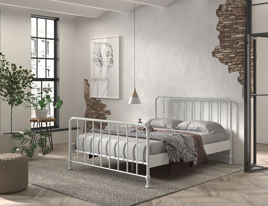 Metallbett 160x200 Bett Jugendbett Gästebett Kinderbett Lattenrost Weiß