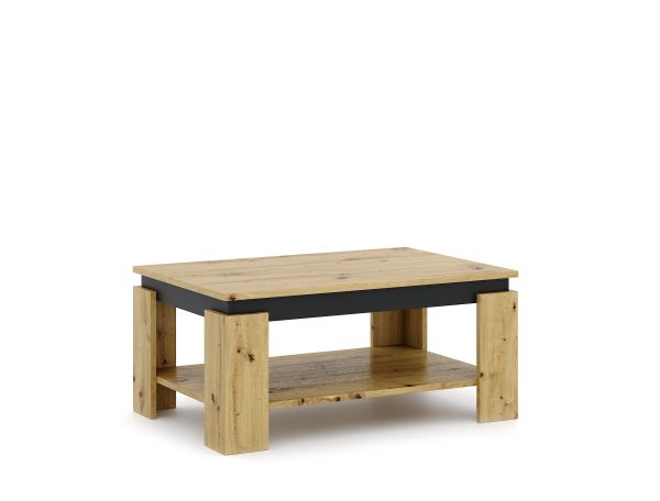 Couchtisch 90x60 Beistelltisch Wohnzimmertisch Sofatisch Ablagetisch - Eiche / Schwarz