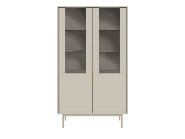 Vitrinenschrank 4T Bücherschrank Regalschrank Glasschrank Wohnschrank Kaschmir