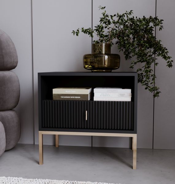 Nachtkonsole Nachttisch Nachtkommode Beistelltisch Nako Schwarz Gold