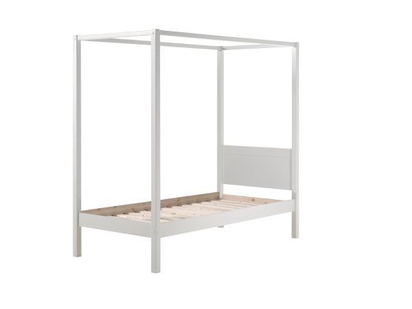 Vipack "PINO" Himmelbett 90x200 inkl. Textilhimmel - Kinderbett Jugendbett Weiß