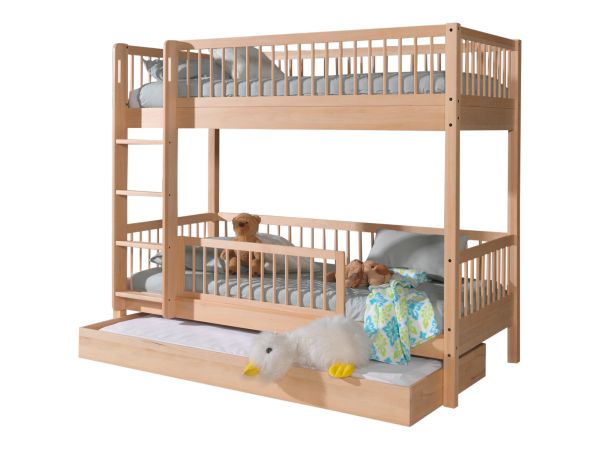 Etagenbett 90x200 Buche massiv Bettschublade Rausfallschutz Jugendbett Hochbett