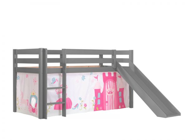 Vipack:Spielbett "Pino" mit Rutsche+Textilset-Jugend/Kinderbett Vorhang Hochbett