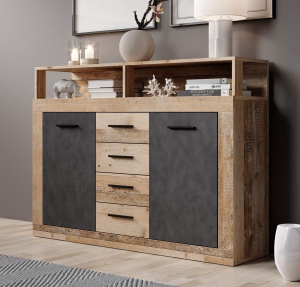 Sideboard Kommode 2T/4S Highboard Anrichte Wohnmöbel Schrank - Old Style/Matera