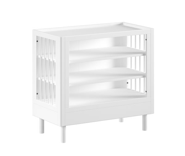 Beistellregal Wickelregal Wickelkommode Regal Buche Massivholz Weiß lackiert