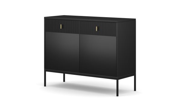 Sideboard Kommode 2T/2S Highboard Anrichte Wohnmöbel Schrank Schwarz