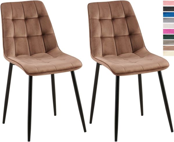 2 Stühle Set Esszimmerstuhl Samt Wohnzimmerstuhl Besucherstuhl Küchenstuhl