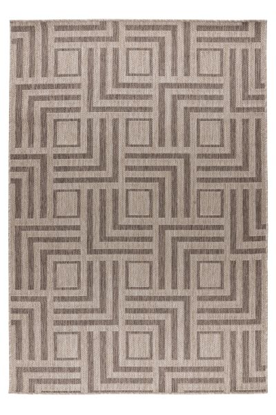 Teppich Höhe 5 mm Kurzflorteppich rechteckig Taupe Indoor Outdoor 4 Größen
