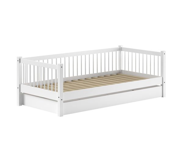 Kojenbett 90x200 Bettschublade Lattenrost Kinder- Jugendbett Buche massiv Weiß