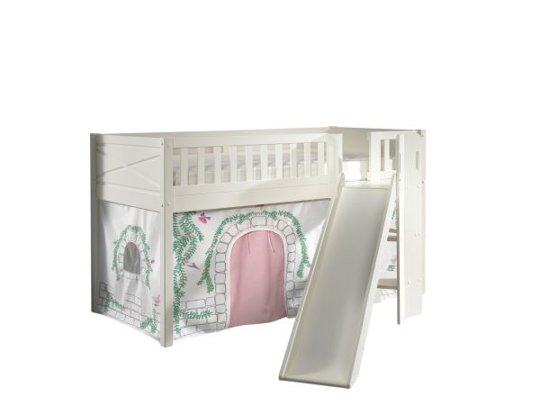 Set Spielbett Rutsche Vorhang Lattenrost Hochbett Kinder 90x200 rosa Prinzessin