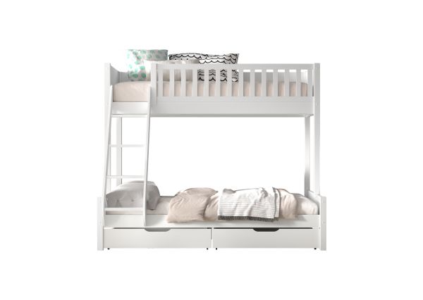 Familienbett Etagenbett Kinder 140x200 90x200 Weiß Holz Elternbett Bettschublade