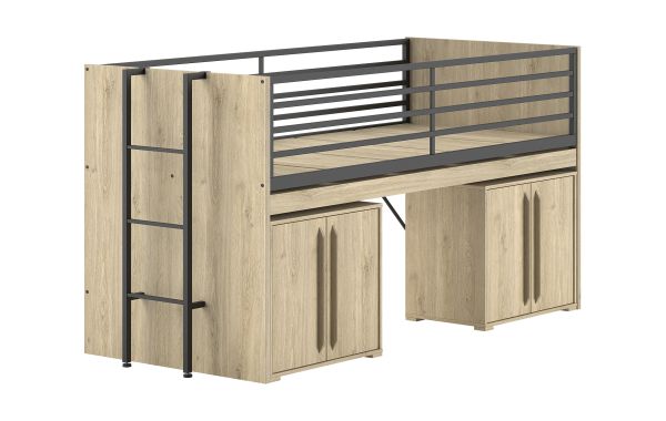 Funktionsbett 90x200 Schreibplatte 2 Kommoden 2T Hochbett Spielbett Jugendzimmer