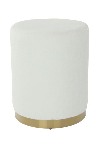 Hocker Pouf gold modern Sitz rund beige weiß Polster trend design Samt Fell grau