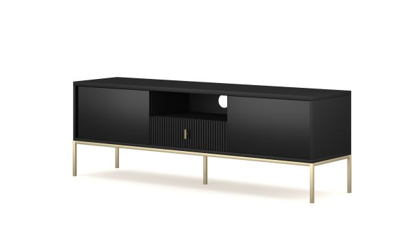 Lowboard 154 Fernsehkommode TV-Tisch TV-Kommode Sideboard Schwarz Gold