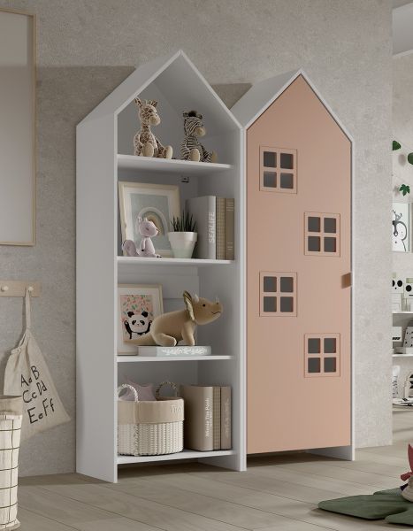 Set: Schrank und Regal "CASAMI BRUGES" Jugendschrank Wäscheschrank Weiß / Pink