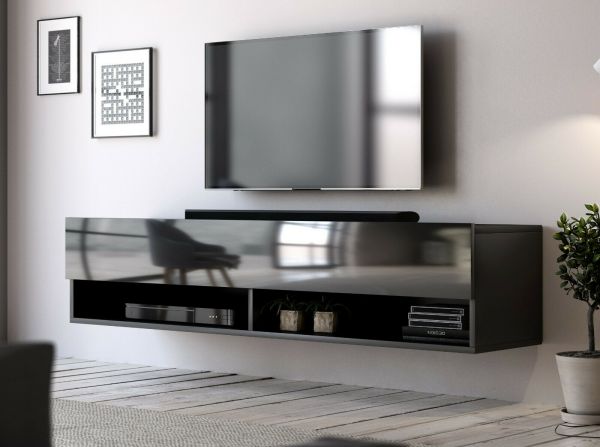 Lowboard 140 hängend - Fernsehkommode Fernsehtisch TV-Kommode Wohnmöbel - Schwarz