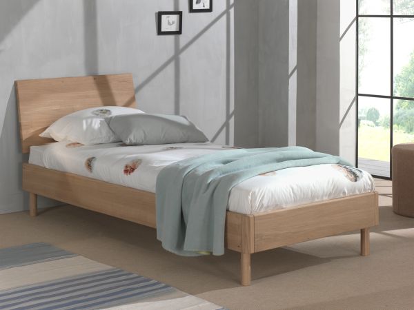 Futon Einzelbett Jugendbett Liege 90x200 Lattenrost Eiche massiv natur geölt
