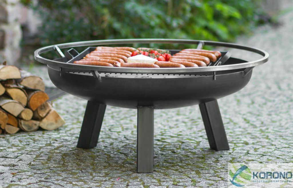 Feuerschale und Grillrost aus Stahl - Feuerkorb Grillfeuer Feuerstelle - Ø 60 cm