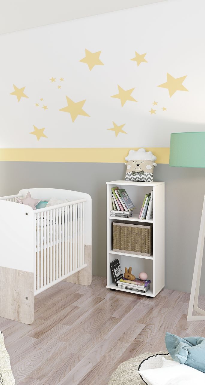 niedriges Regal Bücherregal Kinderregal Wickelregal Babyzimmer Weiß Kinderzimmer